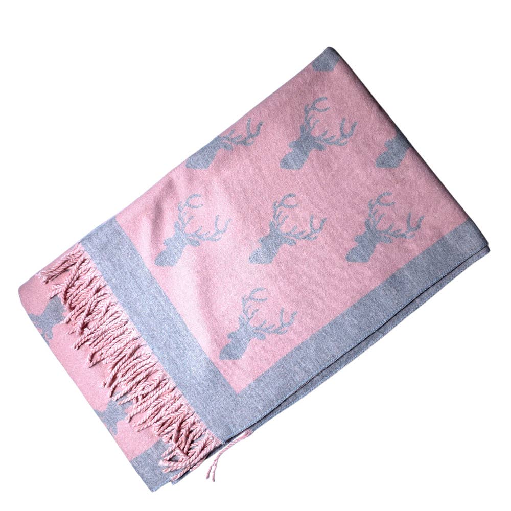 Stag Supersoft Dusky Pink and Grey Scarf