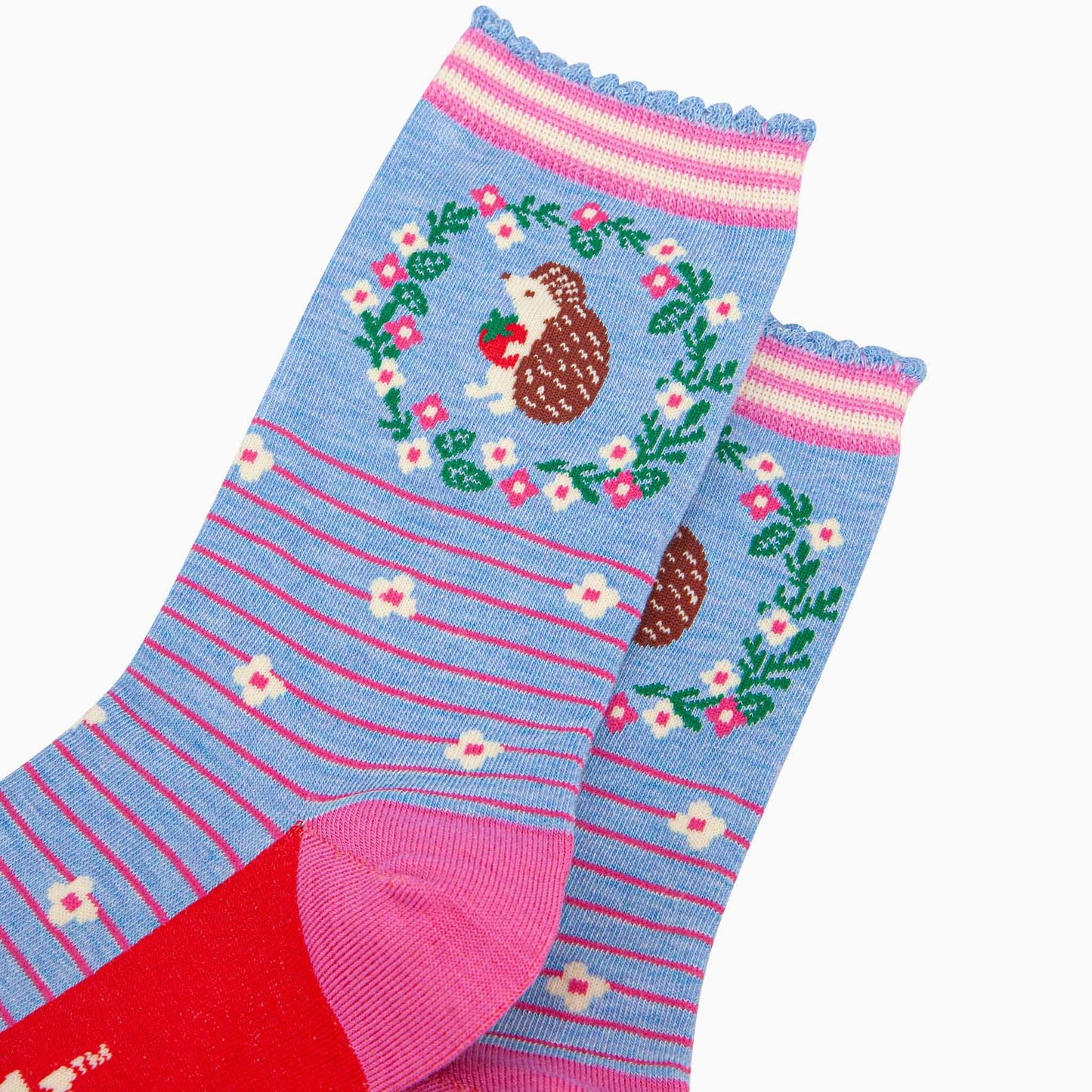 Women's Blue Hedgehog Wreath Bamboo Socks