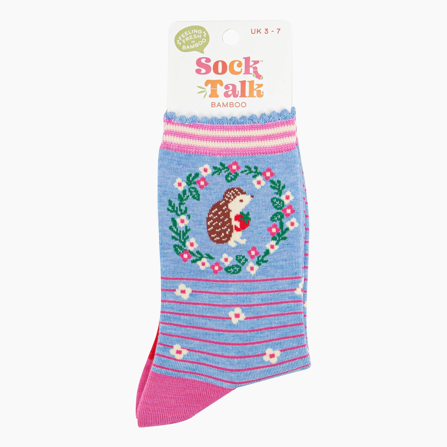Women's Blue Hedgehog Wreath Bamboo Socks
