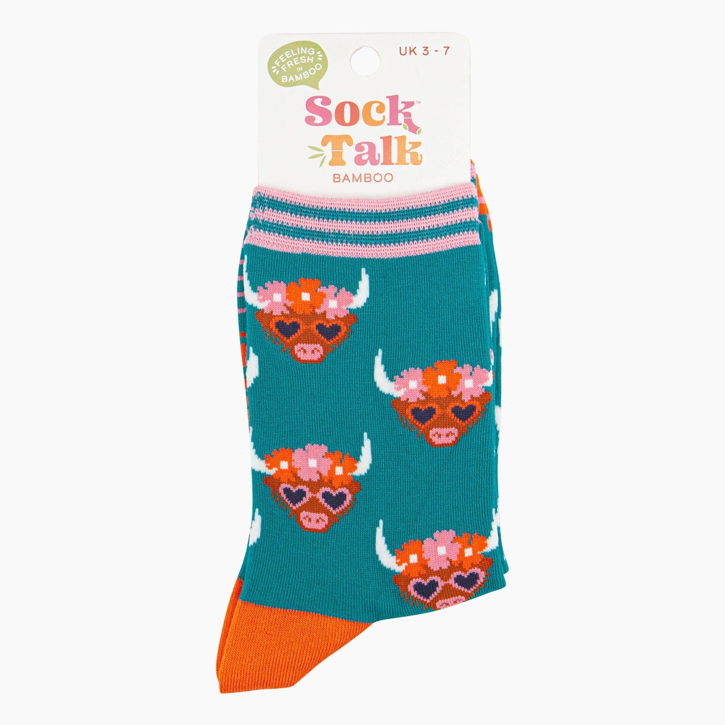 Women's Highland Cow Floral Crown Bamboo Socks