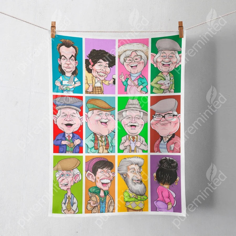 Auld Pals Colour Squares Tea Towel