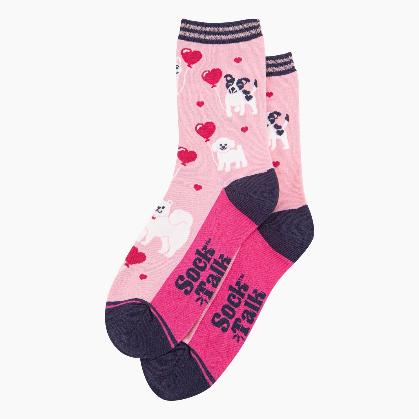 Women's Dogs with Balloons Pink Bamboo Socks
