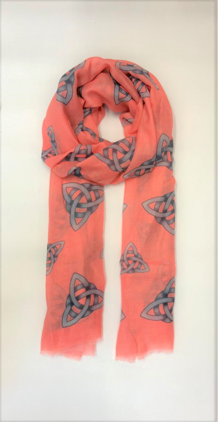 Celtic Knot Coral Cashmere Blended Scarf