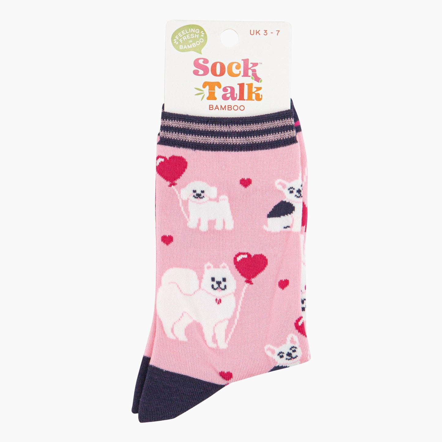 Women's Dogs with Balloons Pink Bamboo Socks