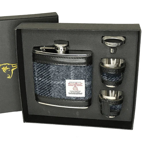6oz Harris Tweed Hip Flask Gift Set