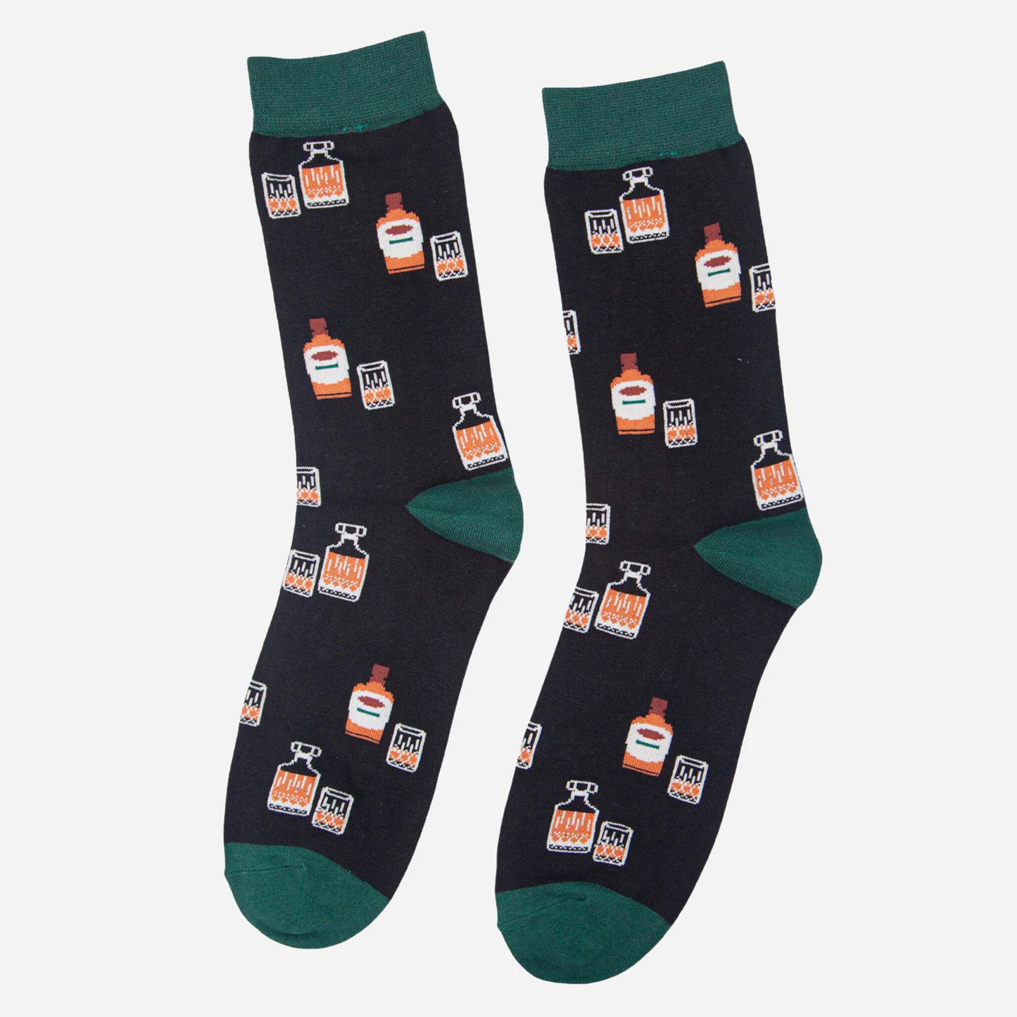 Men's Black & Green Whisky Bamboo Socks