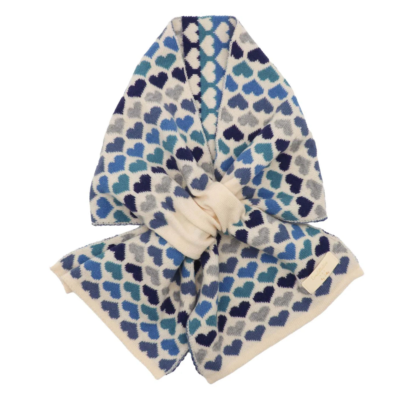 Pull Through Hearts Scarf - Blue