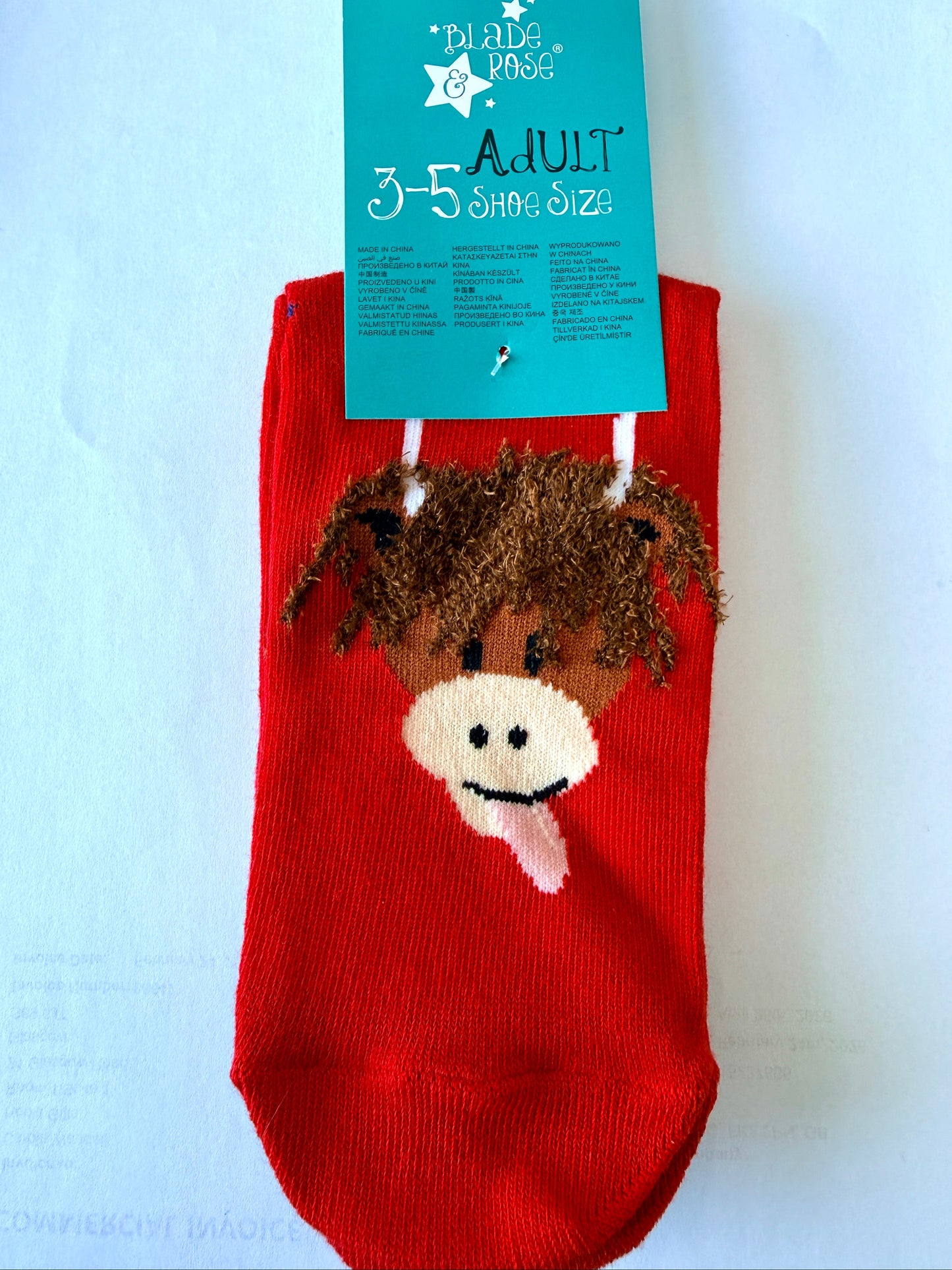 Adults Red Hamish Cow Socks