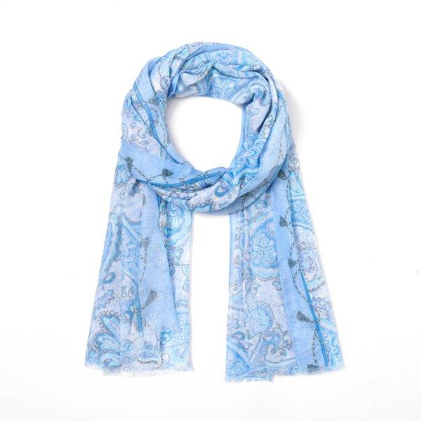 Paisley Print Sky Blue Scarf