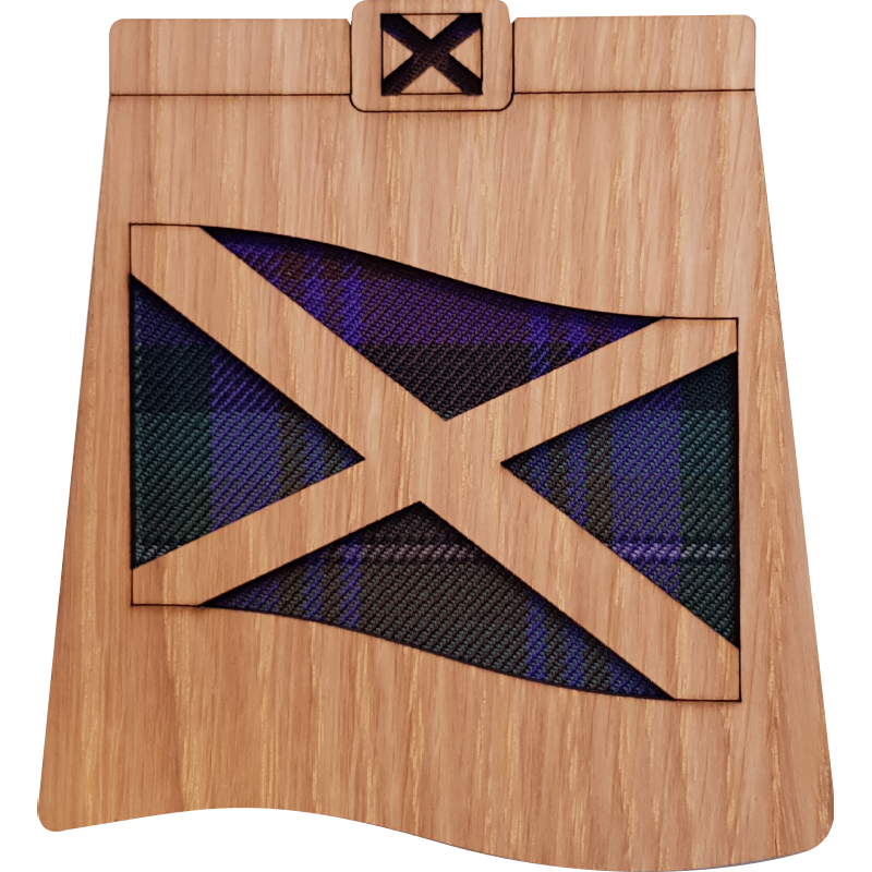 Saltire Wood & Tartan Kilt Coaster