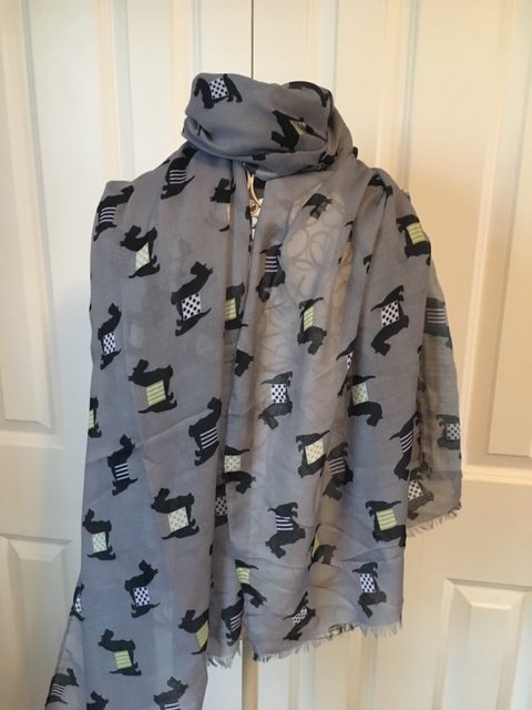 Scottie Dog Grey Cashmere Blended Scarf