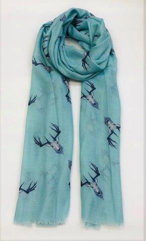 Stag Sage and Cyan Cashmere Blended Scarf
