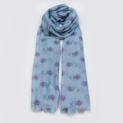 Thistles Pale Blue Cashmere Blended Scarf
