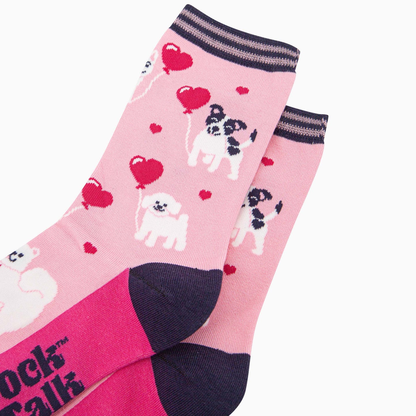 Women's Dogs with Balloons Pink Bamboo Socks