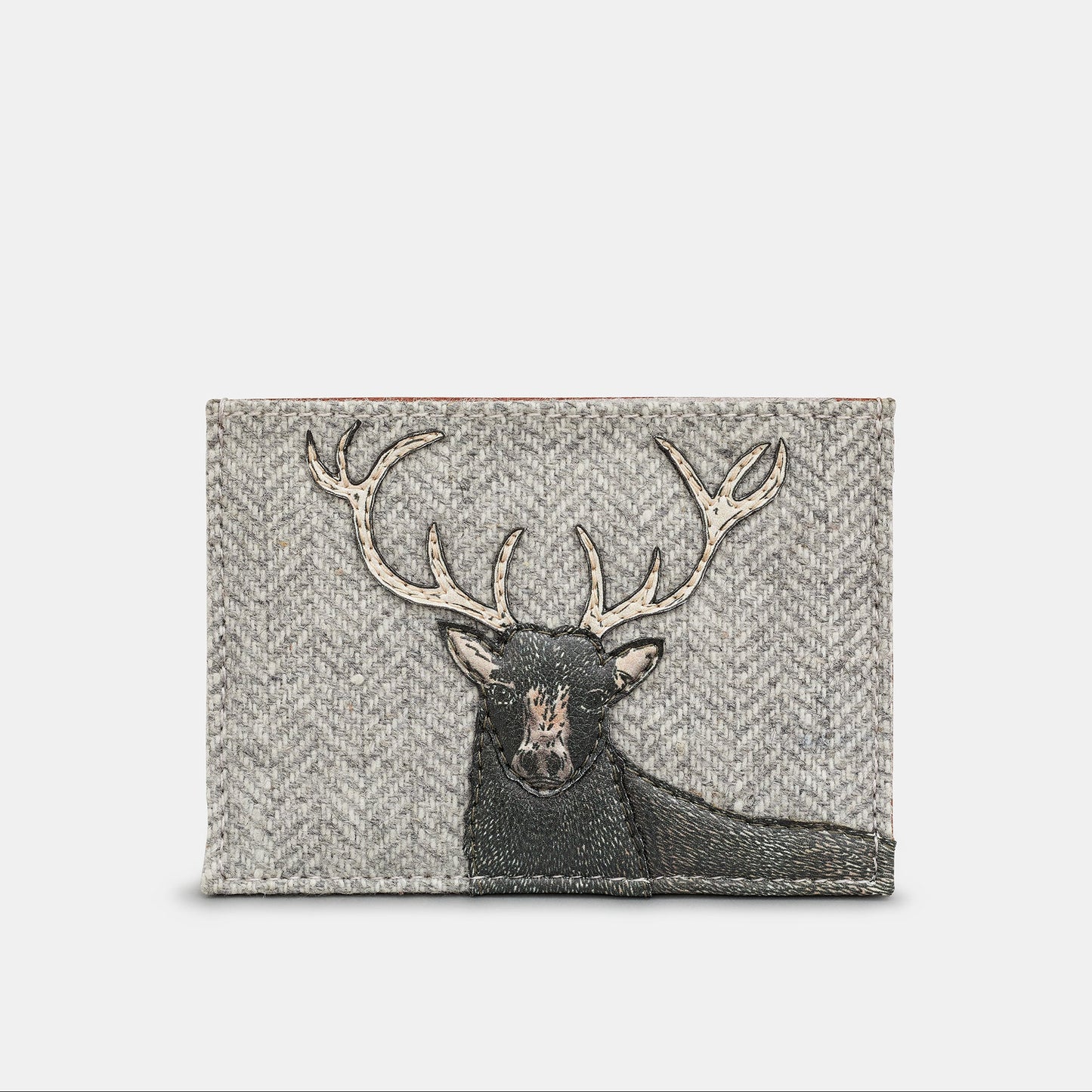 Yoshi Stag Tweed & Brown Leather Card Holder