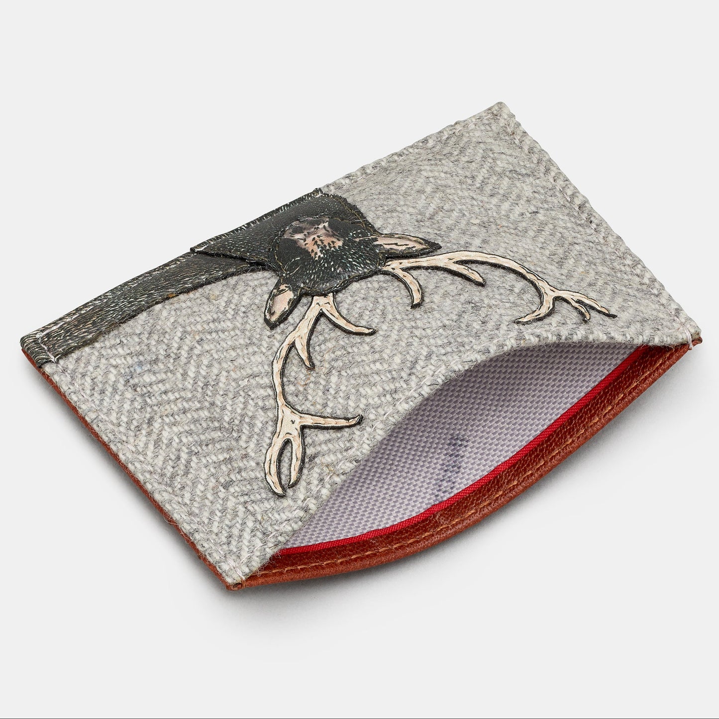 Yoshi Stag Tweed & Brown Leather Card Holder