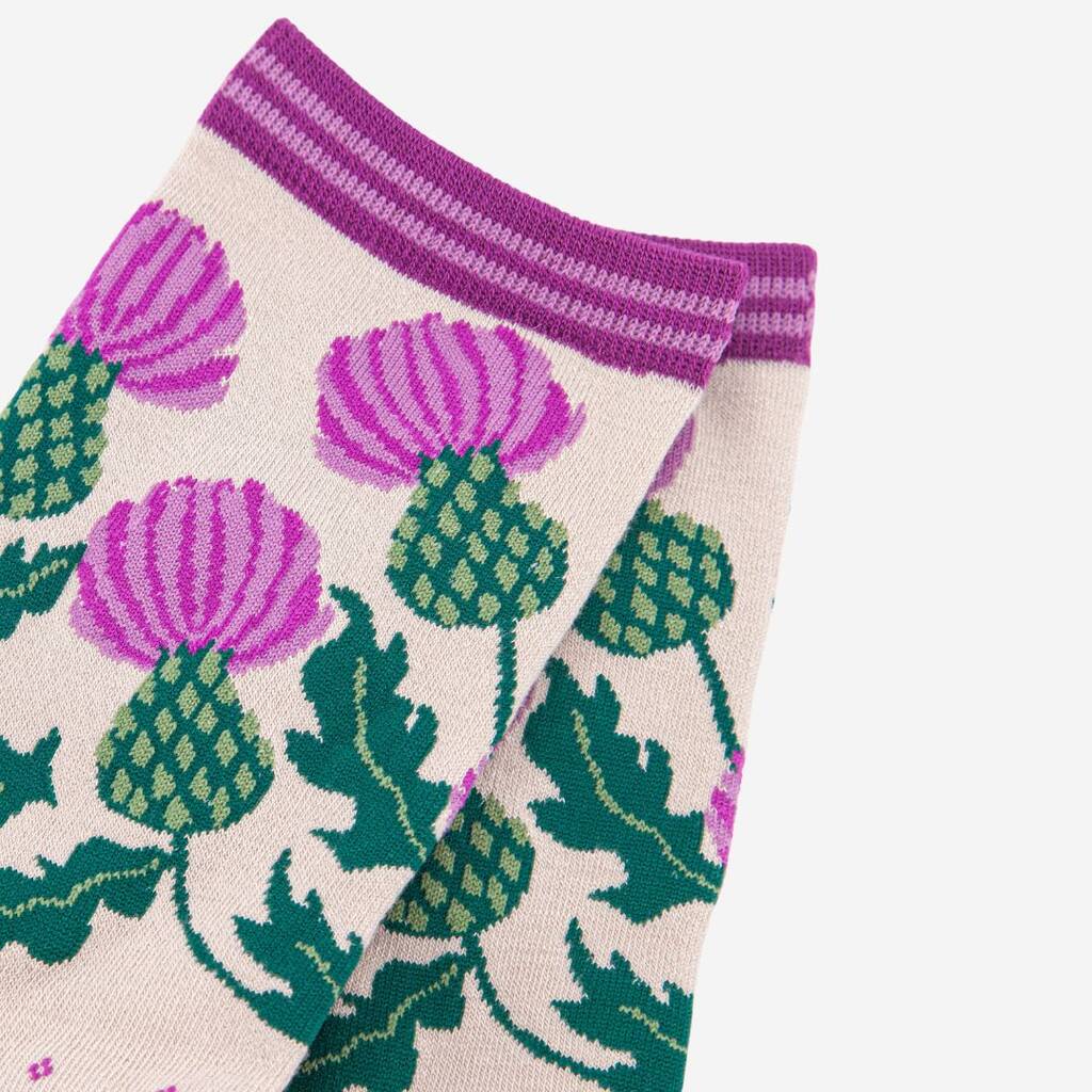 Women's Purple Thistle Bamboo Socks