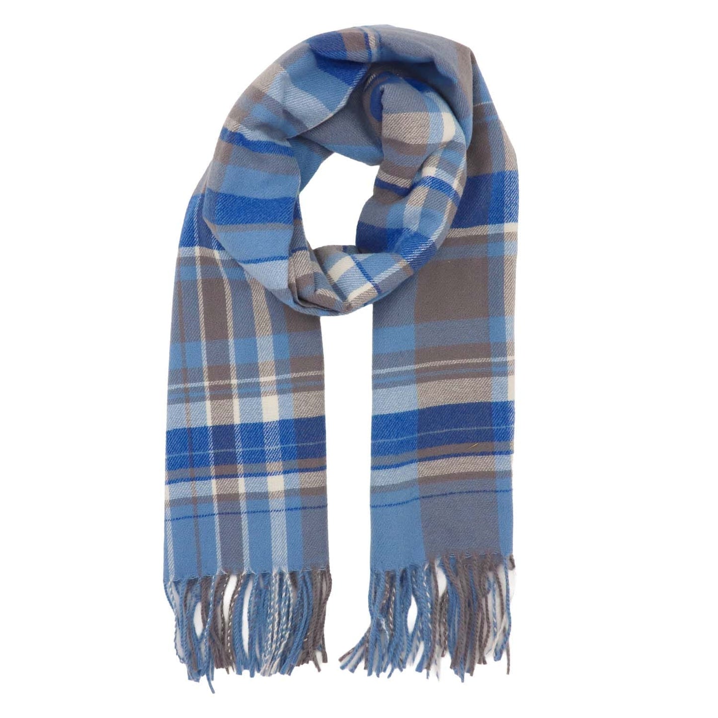Winter Weight Blue Tartan Scarf