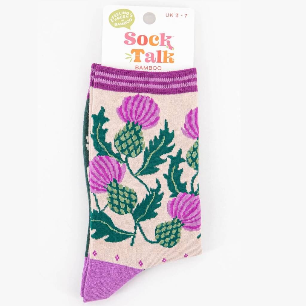 Women's Purple Thistle Bamboo Socks