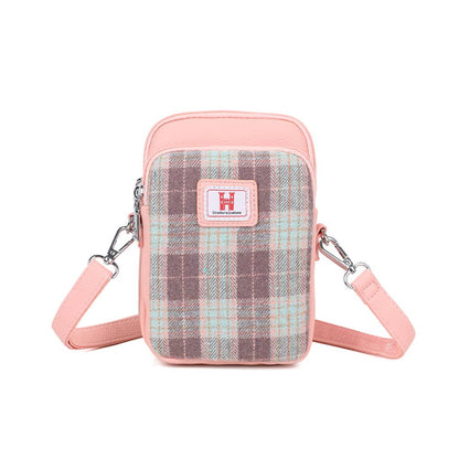 Strathurie Tweed Crossbody Mobile Phone Bag in Pink Check