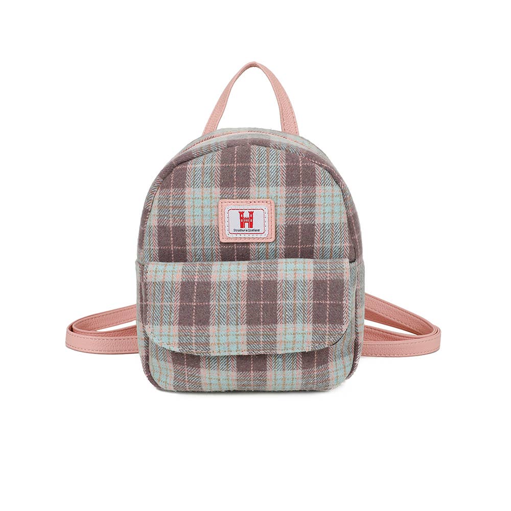 Strathurie Tweed Pink Check Backpack
