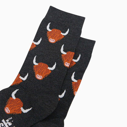 Men's Charcoal Highland Cow Luxury Bamboo Socks