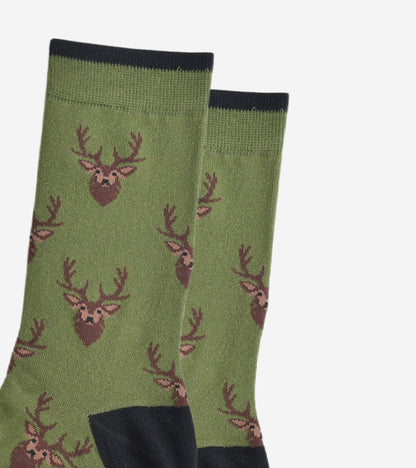 Men's Green Stag Luxury Bamboo Socks