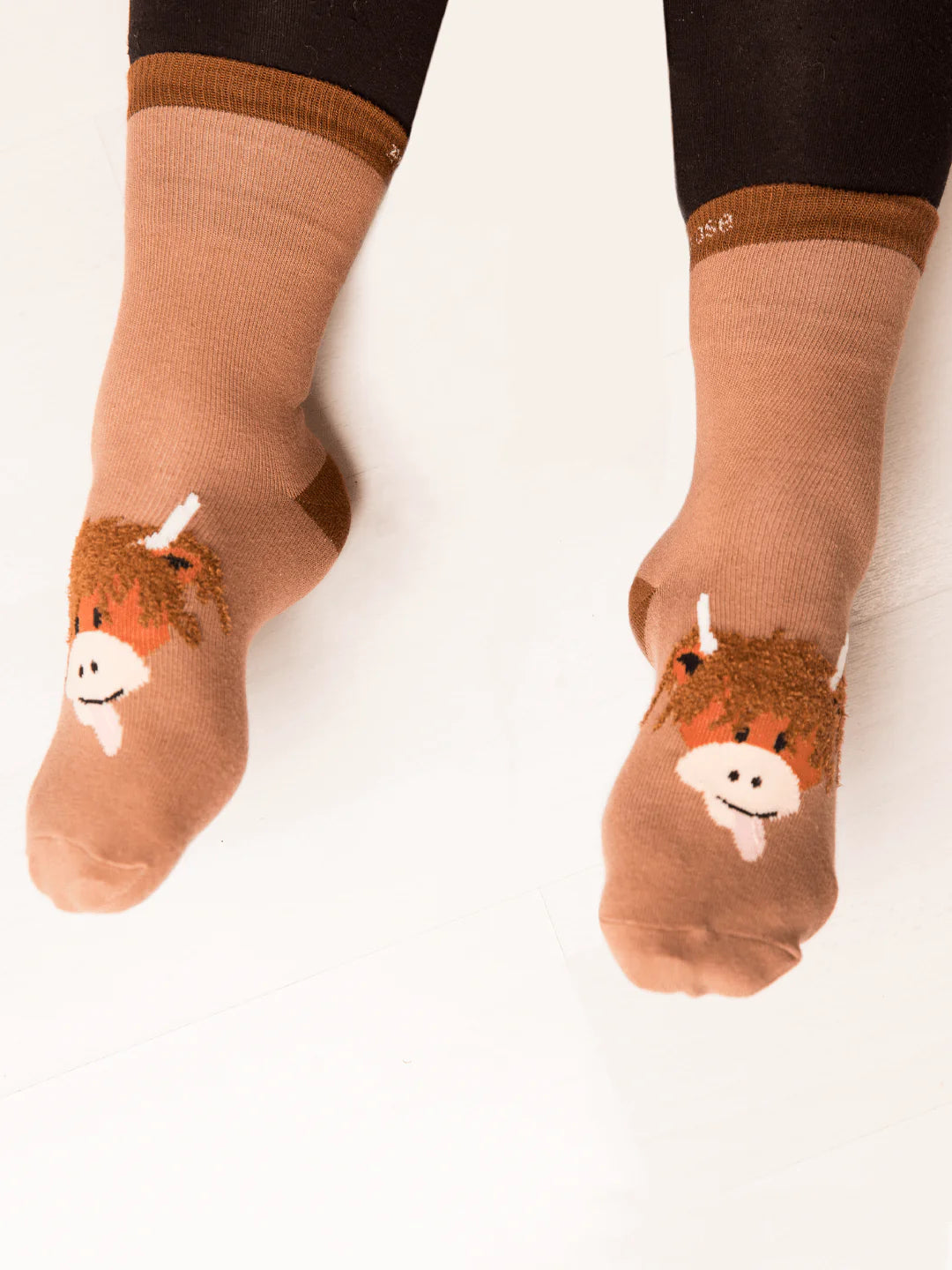 Adults Brown Hamish Cow Socks
