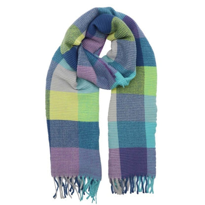 Blue Pleated Scarf Pleated