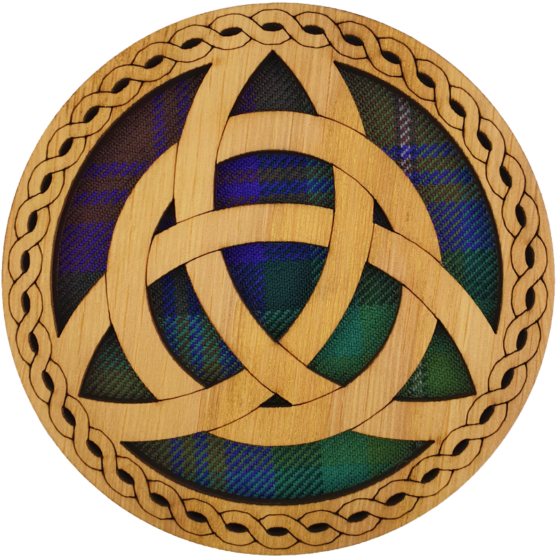 Celtic Knot Wood & Tartan Round Coaster