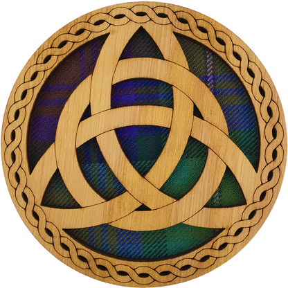 Celtic Knot Wood & Tartan Round Coaster