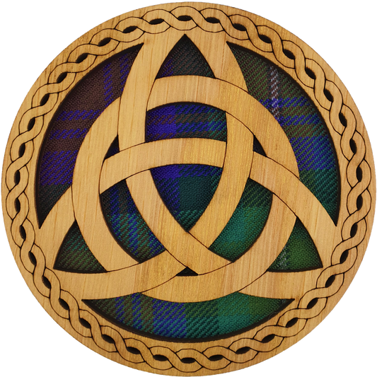 Celtic Knot Wood & Tartan Round Coaster