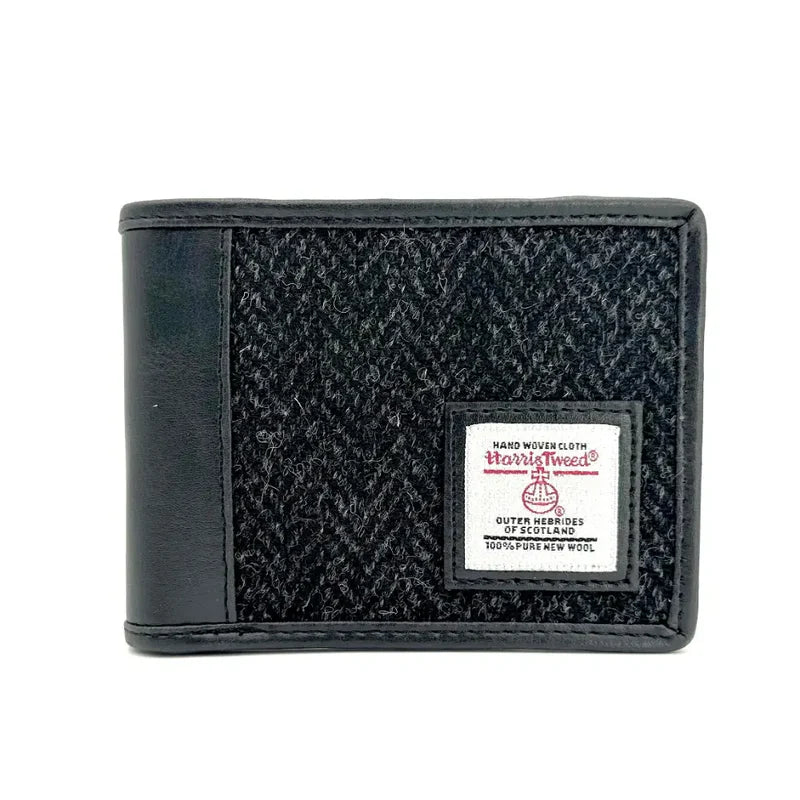 Harris Tweed Bifold Coin Wallet - Charcoal