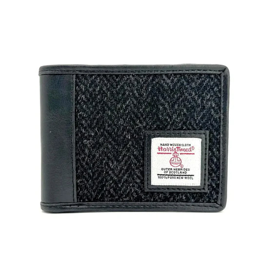 Harris Tweed Bifold Coin Wallet - Charcoal