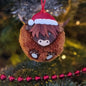 Highland Cow Pom Pom Christmas Tree Decoration