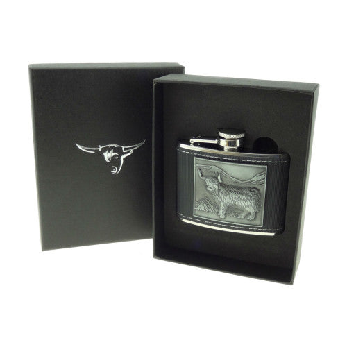 Highland Cow Embossed Hip Flask (4oz)