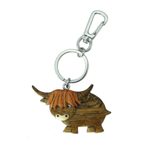 Highland Cow Wooden Keyring