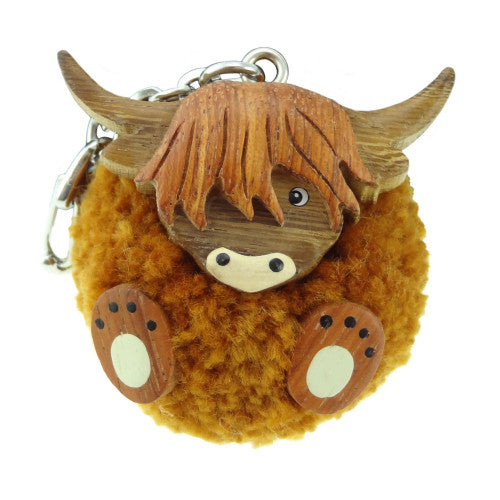 Highland Cow Pom Pom Keyring