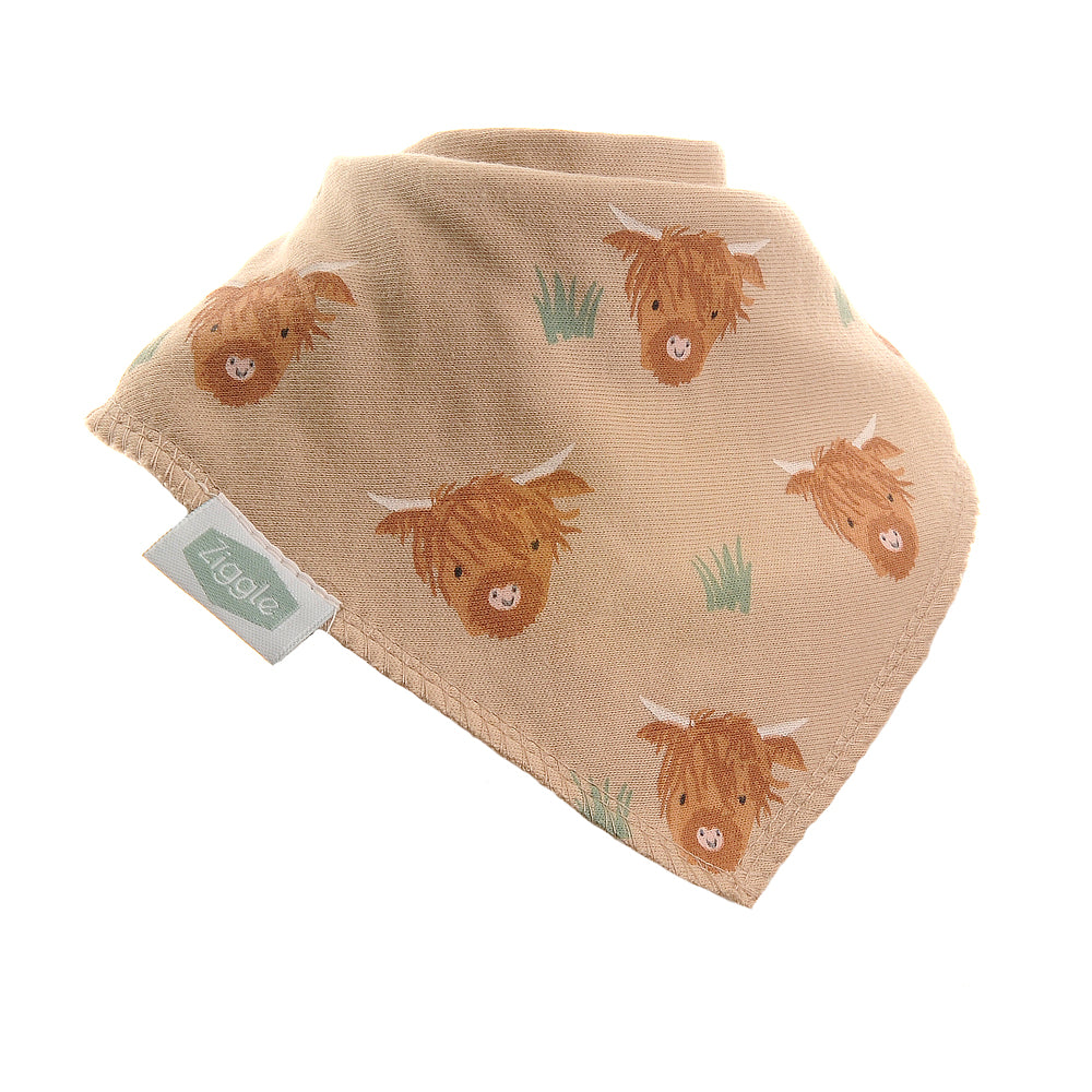 Cream Highland Cow Bandana Dribble Bib