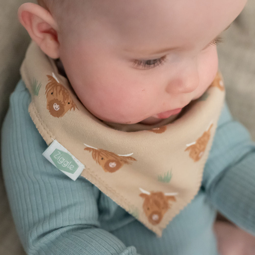 Cream Highland Cow Bandana Dribble Bib