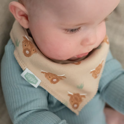Cream Highland Cow Bandana Dribble Bib