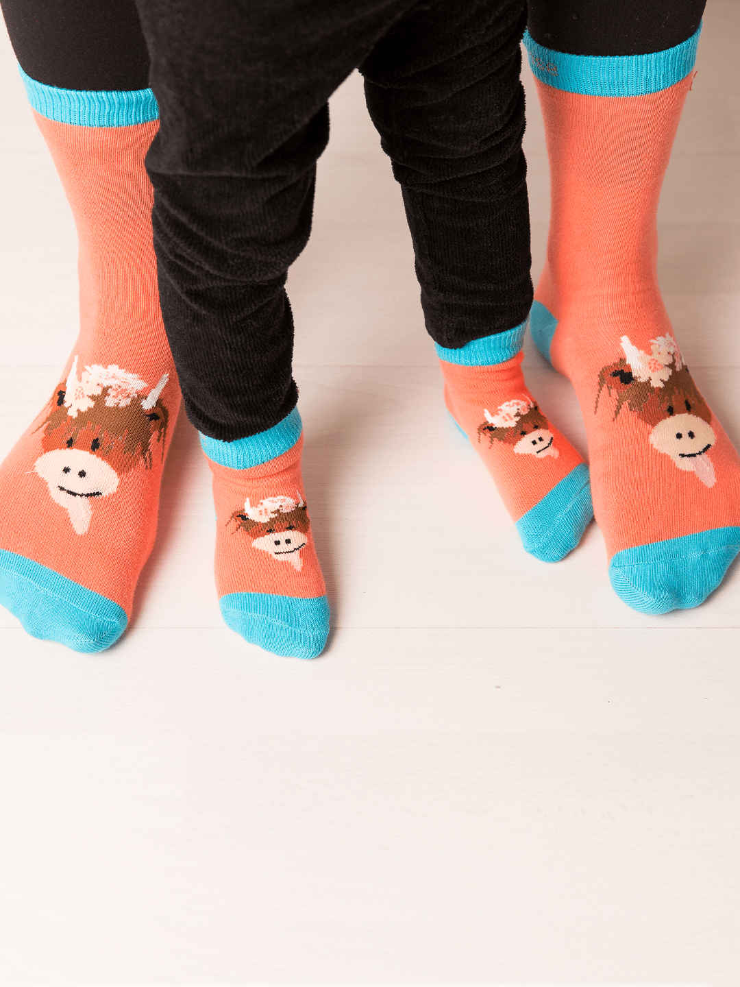 Kids Peach Bonnie Cow Socks