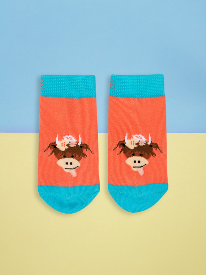 Kids Peach Bonnie Cow Socks