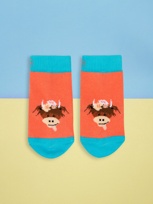 Kids Peach Bonnie Cow Socks