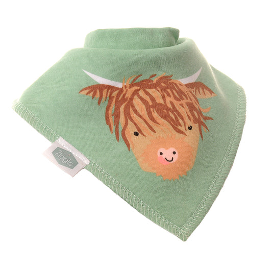 Green Highland Cow Bandana Dribble Bib