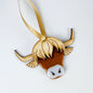 Glass Highland Cow Hanging Decoration