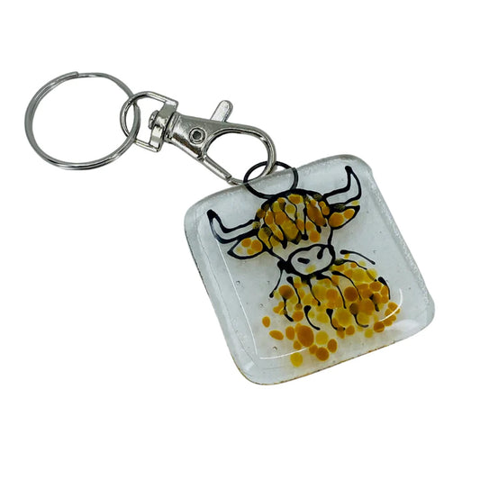 Highland Cow Glass Keyring