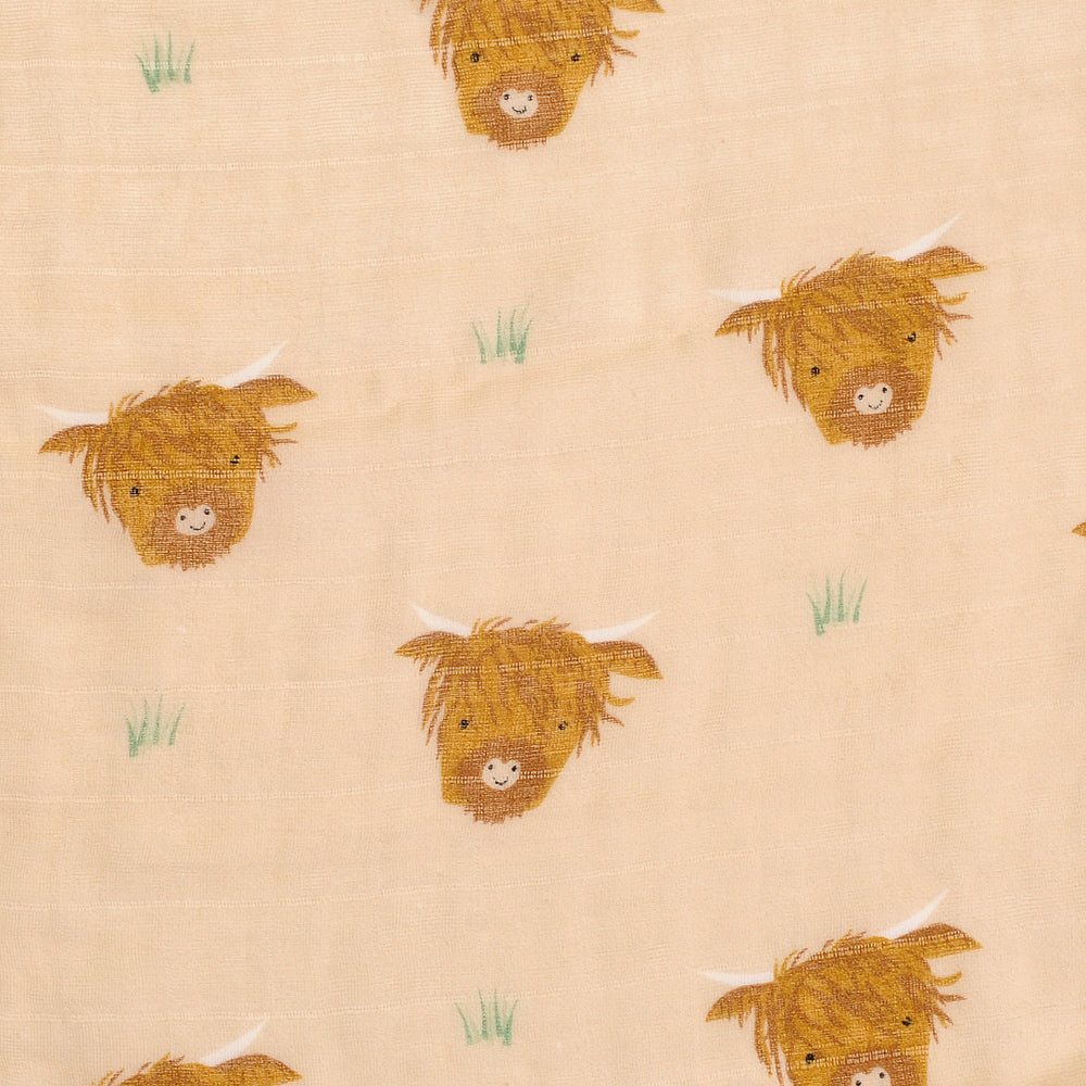 Highland Cow Muslin Swaddle