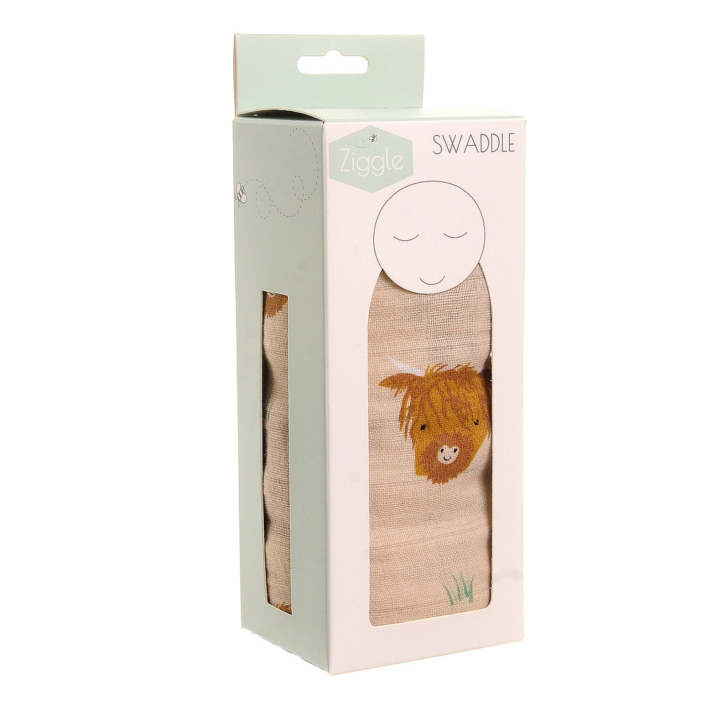 Highland Cow Muslin Swaddle