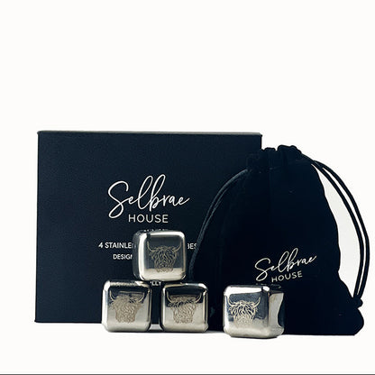 Highland Cow Stainless Steel Ice Cubes - Set of 4